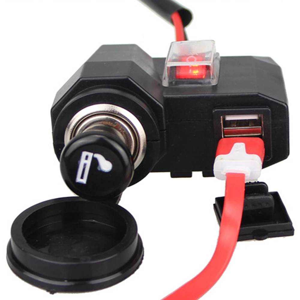 

DC 12V Motorcycle Cigarette Lighter Socket Splitter Power Adapter With Dual USB Charger Waterproof Motorcycle Charger Universal