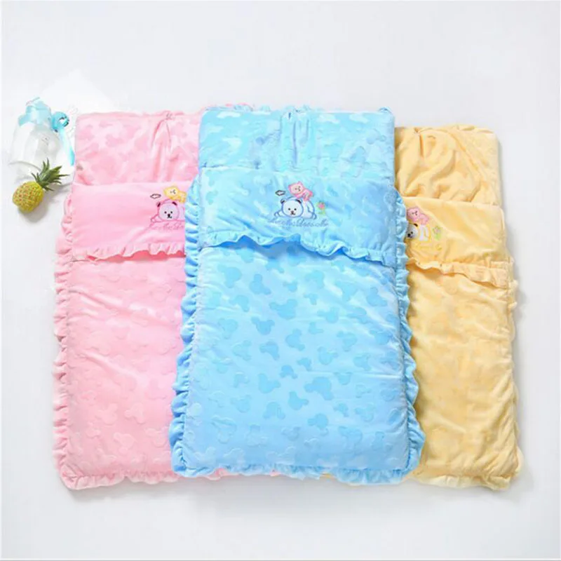 

2018 Winter New Thick Baby Sleeping Bag Envelope Cotton Baby Sleeping Bag Super Soft Baby Velvet anti-kick 3 Colors Optional