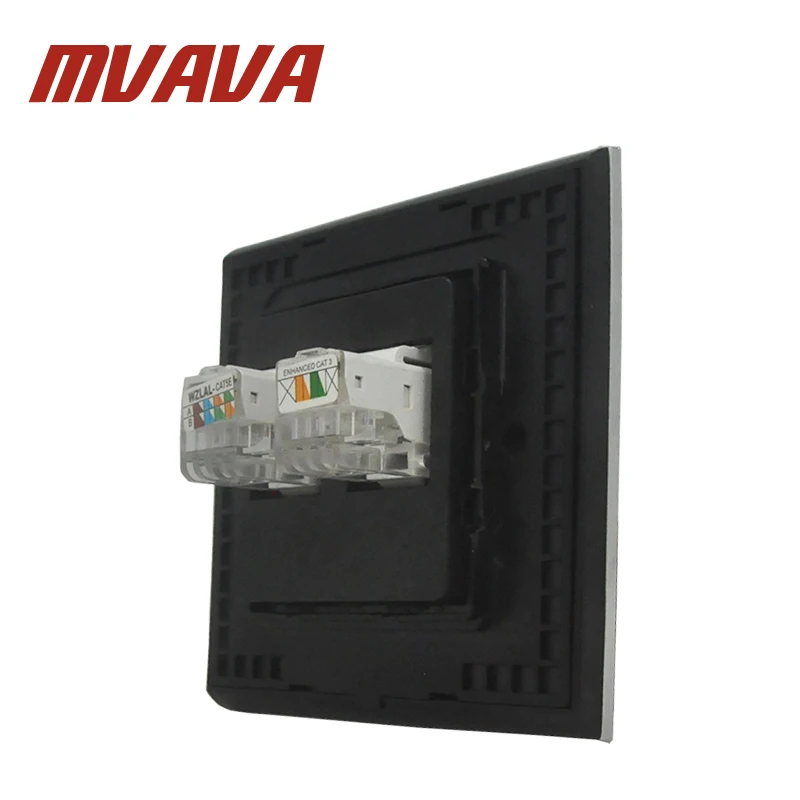 MVAVA Тел+ сокет данных 110-250 В матовый металлический стандарт ЕС Великобритании RJ11 Телефон и данные RJ45 Lan кабель Jack тел и ПК настенная розетка