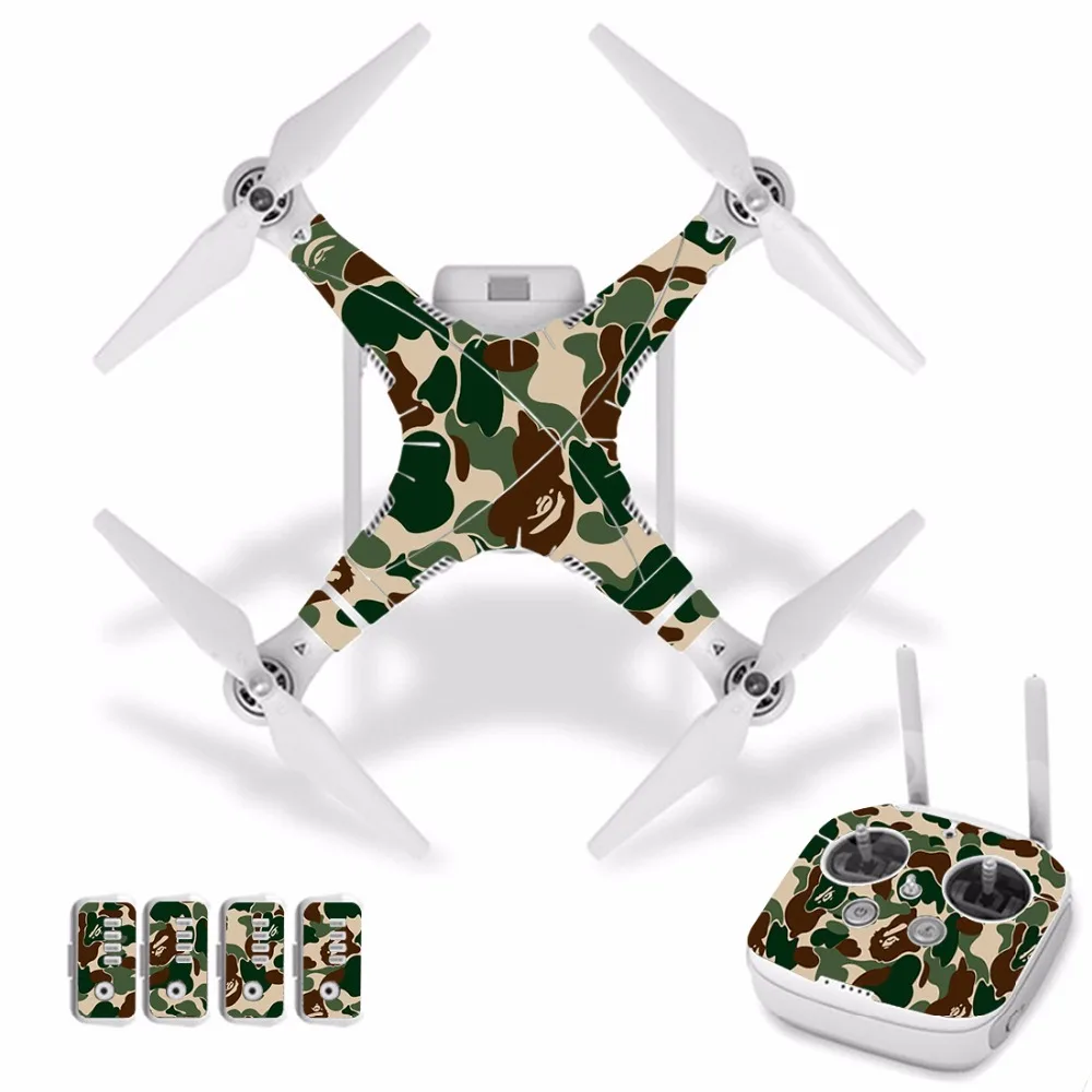 

[J30037] Camouflage Waterproof PVC Decal Skin Sticker For DJI Phantom 3 Drone body protection film+remote Controller cover