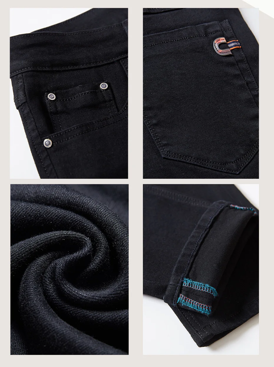 Drizzte мужские классические черные джинсы, Стрейчевые облегающие джинсы размера плюс 36, 38, 40, 42, 44, Длинные мужские джинсы