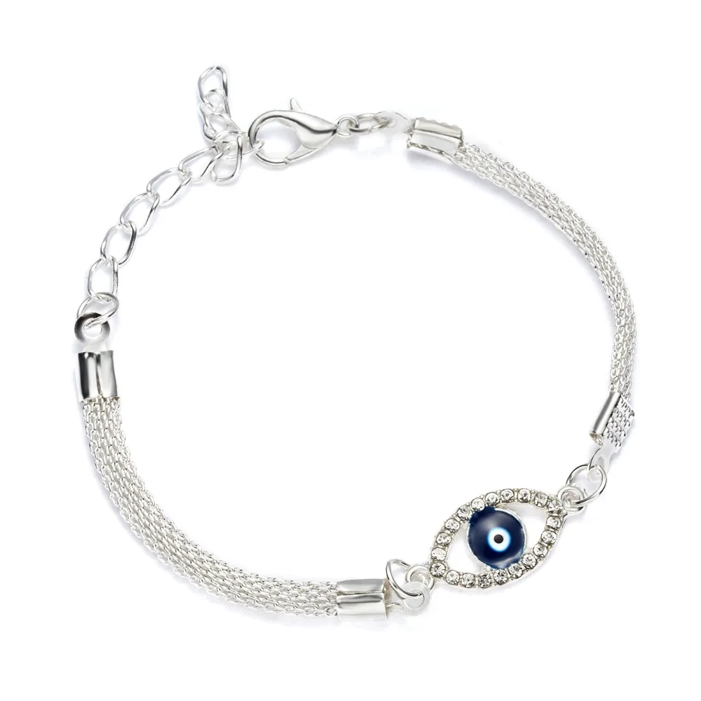 Элегантный синий сглаза Морская звезда посеребренный ECG круглый полый браслет женская серебряная цепочка браслет и браслет ювелирные изделия