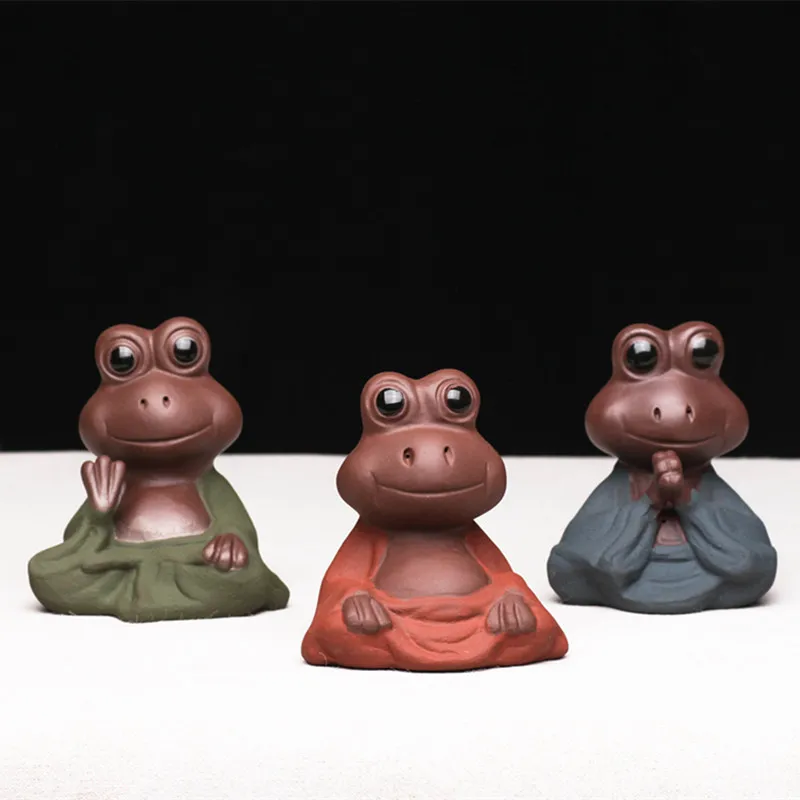 The Frog Prince purple clay tea pet statue yixing zisha tea pet for