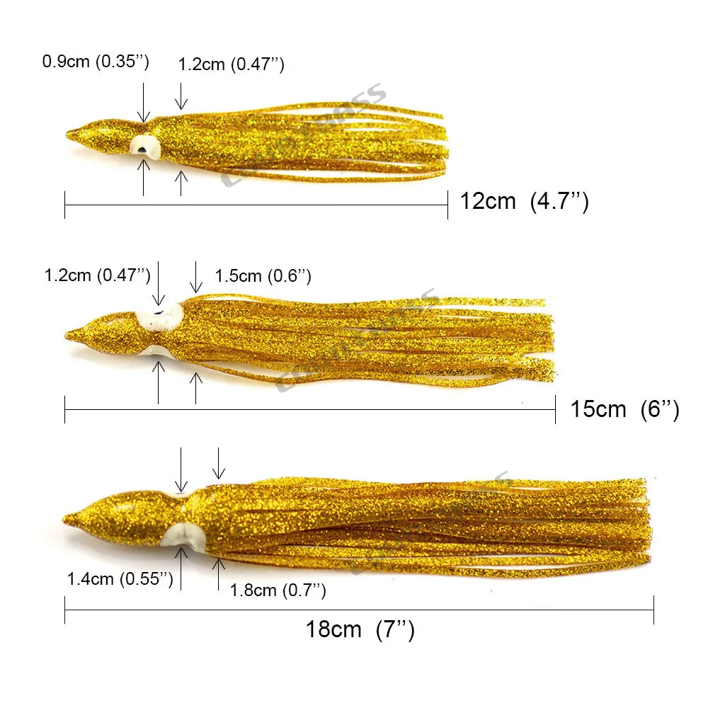 30 шт. 12 см 15 см 18 см Троллинг кальмаров юбки, мягкие приманки на осьминогов, Hoochie рыболовные приманки, тунец хвост, снасти ремесло, аксессуары