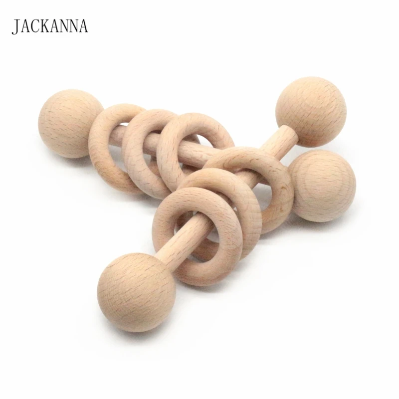 Детские погремушка-грызунок игрушки игровой, для тренировок органический деревянный Прорезыватель игрушка montessori детские развивающие