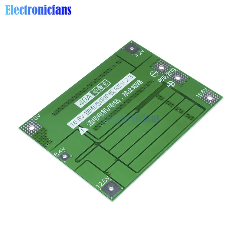 Литий-ионный модуль зарядного устройства литиевой батареи 4S 40A Защитная плата PCB BMS 18650 Lipo сотовый модуль с балансиром для бурового мотора
