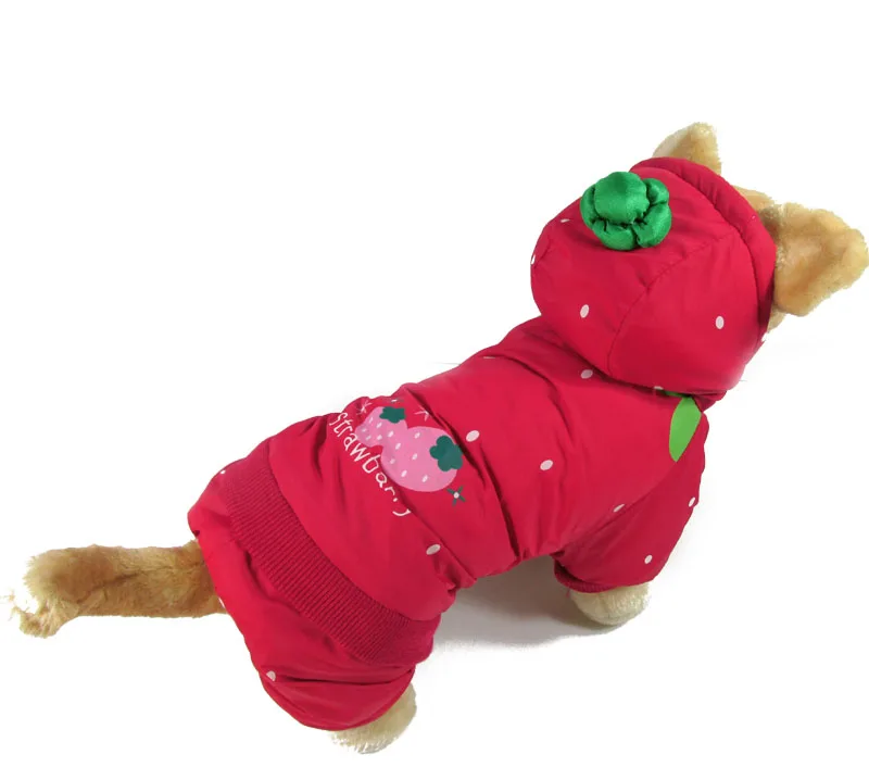 Пчела/Божья коровка Одежда для питомцев, собачий теплый хлопок пальто зима маленькая собака спортивный комбинезон плюшевый щенок одежда - Цвет: Strawberry