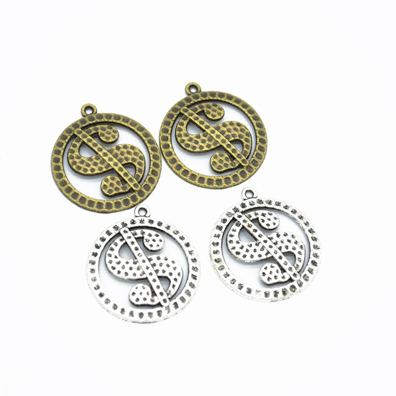 

45pcs Dollar Charms DIY Jewelry Making Pendant Fit Bracelets Necklaces Earrings Handmade Crafts Silver Bronze Charm