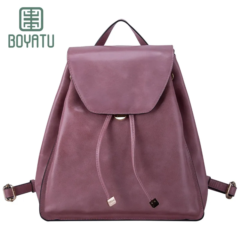 Boyatu Luxury Genuine Cow Leather Backpacks For Women Female And Girls Fashion School Bags Shoulder Beauty Brithday Gifts