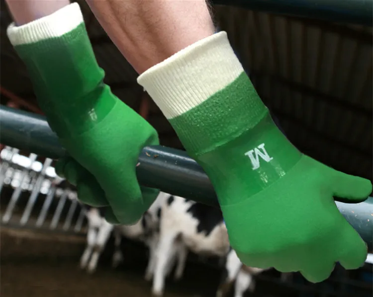 Free shipping High quality color green go fishing gloves chemical /corrosion resistant PVC safety working protecting gloves