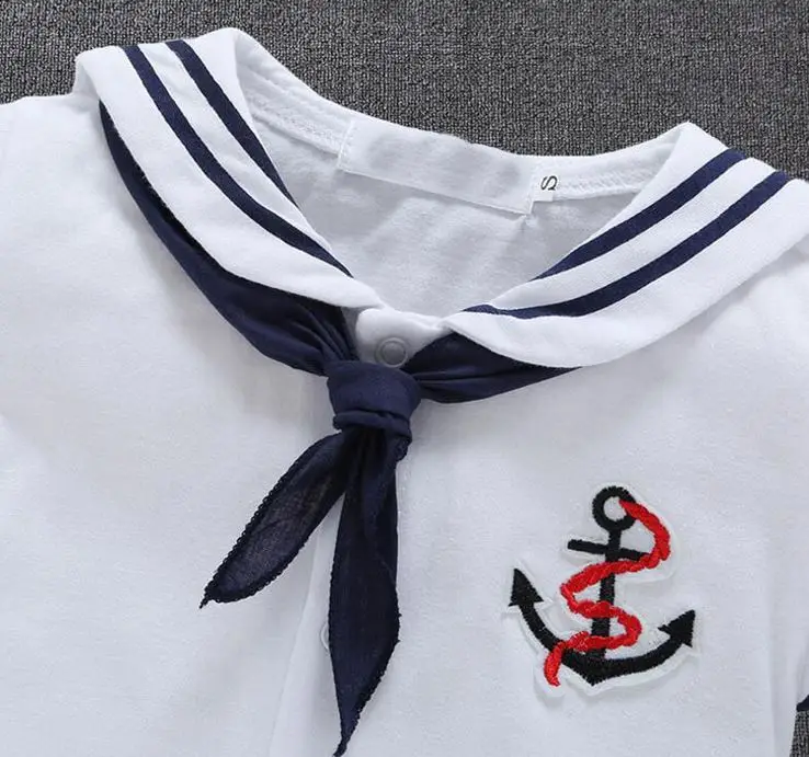 Newborn baby clothes White Navy Sailor uniforms summer baby rompers Short sleeve one-pieces jumpsuit baby boy girl clothing Newborn Sailor Romper Girls Boy Costume Anchor