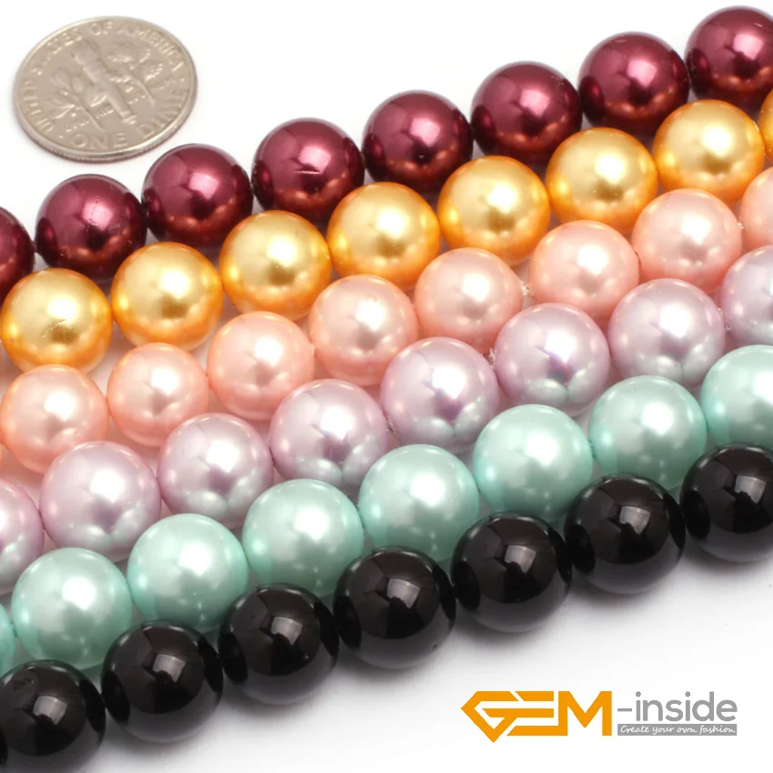 

10mm Round Pearl Shell Beads Readl Shell Pearl Beads For Women Necklace Or Bracelet Making Strand 15" Wholesale! Free Shipping