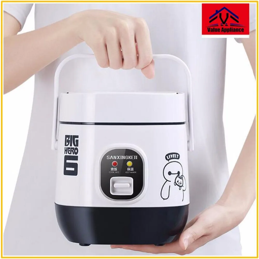 

Quality 1.2L mini rice cooker with Stainless Steel 2 layers Steamer Multifunction Cook Pot insulation heating cooker 2-3 people