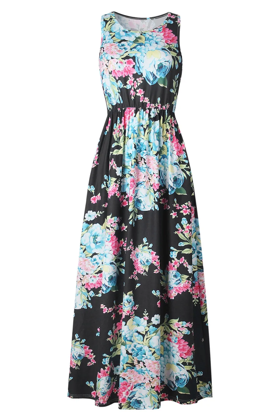 Gladiolus Hot 2019 Summer Dress Women Sleeveless O Neck Floral Print Casual Women Maxi Dress Loose Long Ladies Dresses Sundress (13)