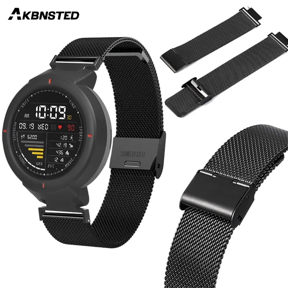 

Ремешок AKBNSTED «Миланская петля» для Huami Amazfit Verge, металлический браслет из нержавеющей стали, аксессуары для Amazfit Verge