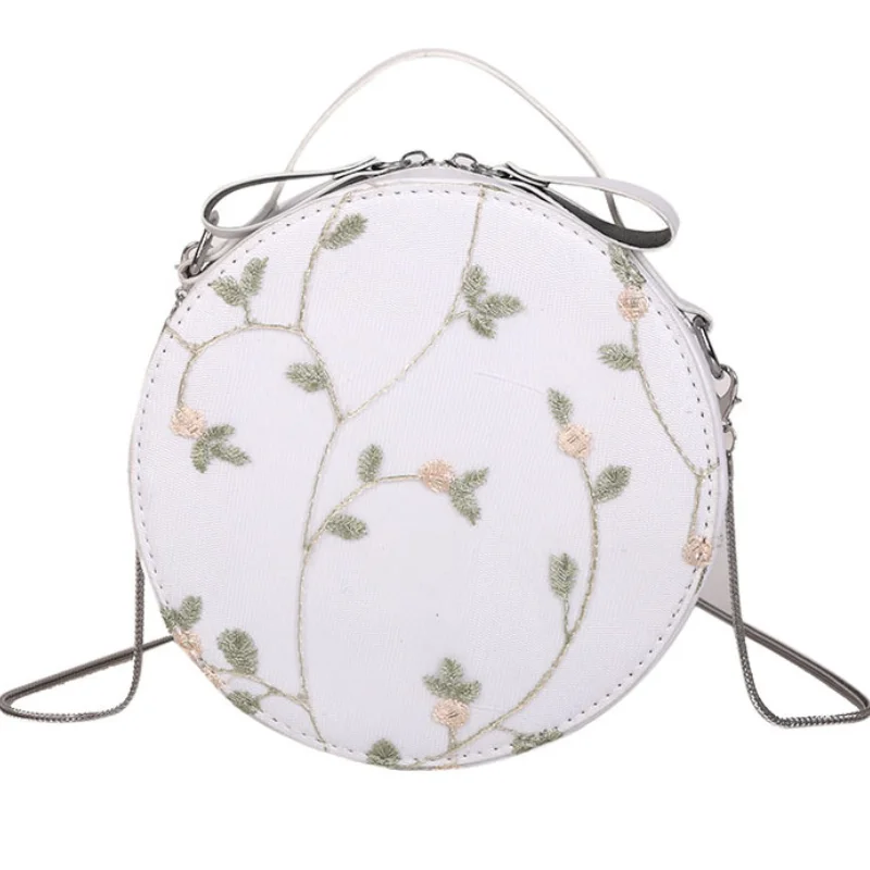 Semplice Crossbody Catena Della Borsa Sacchetto Modo Circolare E Bag white Estate Spalla Di Gray Del Signora Coreano Pink Merletto Piccolo light S7zwvn