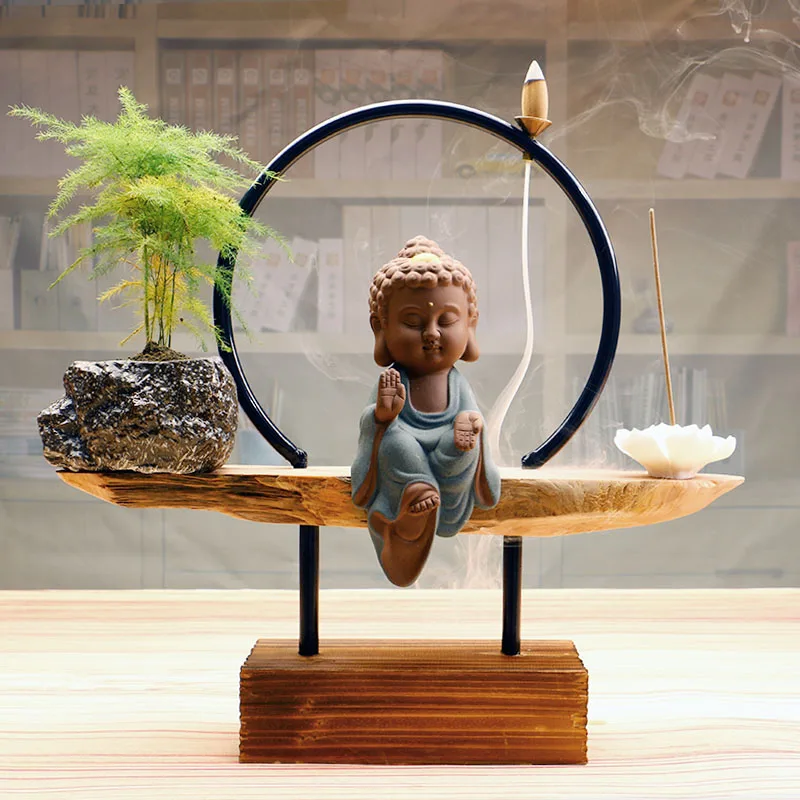 Buddha Zen Backflow Smoke Incense Burner Incense Holder Censer Home