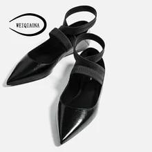 WEIQIAONA/Модные женские эластичные сандалии на плоской подошве; обувь высокого качества с острым носком; пикантные туфли на плоской подошве; балетки для женщин