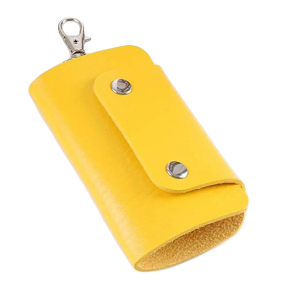 Кожаный чехол-органайзер для ключей с магнитной кнопкой - Цвет: Цвет: желтый