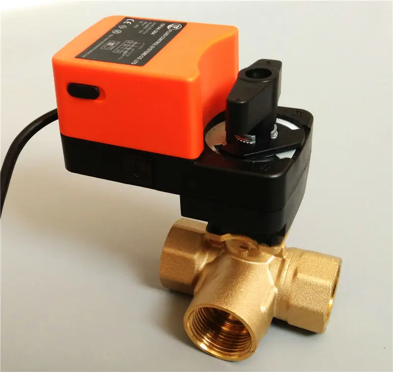 

1" AC220V Electric control valve, 3 way, ON/OFF type, DN25 with manual override can open any angle for 50% glycol