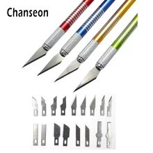 Metal Handle Scalpel Tool Craft Knife Cutter Engraving Hobby Knives +18pcs Blade for Mobile Phone Laptop PCB Repair Hand Tools