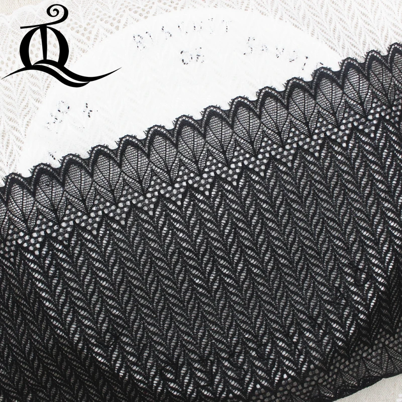 

TQ HOT 2017 High quantity African lace fabric white/black for weeding dress ribbon cloth DIY 1 yard 19cm elasticity lace ymq30