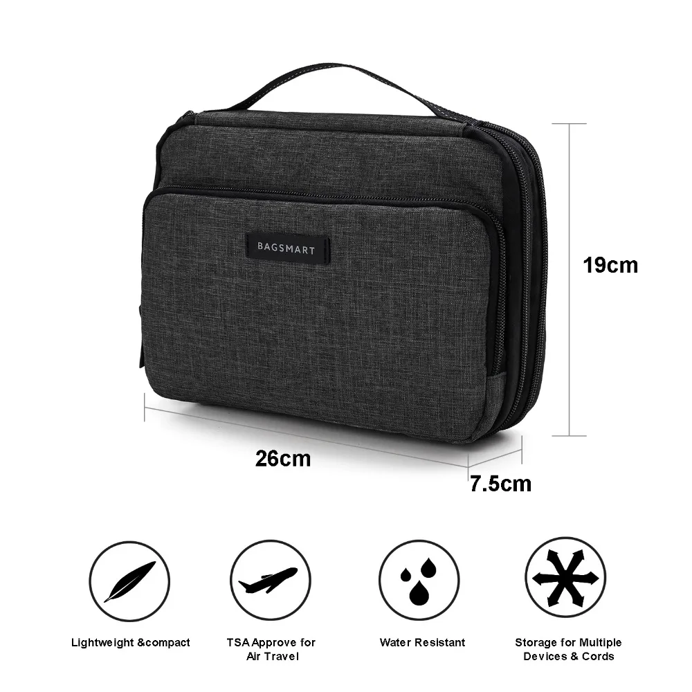 Bagsmart Portable Accessories Bag Design bag Large Capacity Electronic Organizers Water ResistantAir Travel Bag