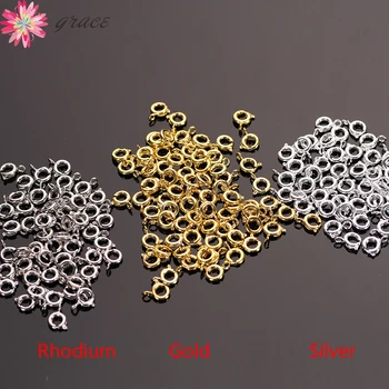 

20pcs/lot 6mm Small Tiny Spring Ring Clasp Buckle For Diy Necklace Bracelet End Connectors Findings Golden Silver Rhodium Plated