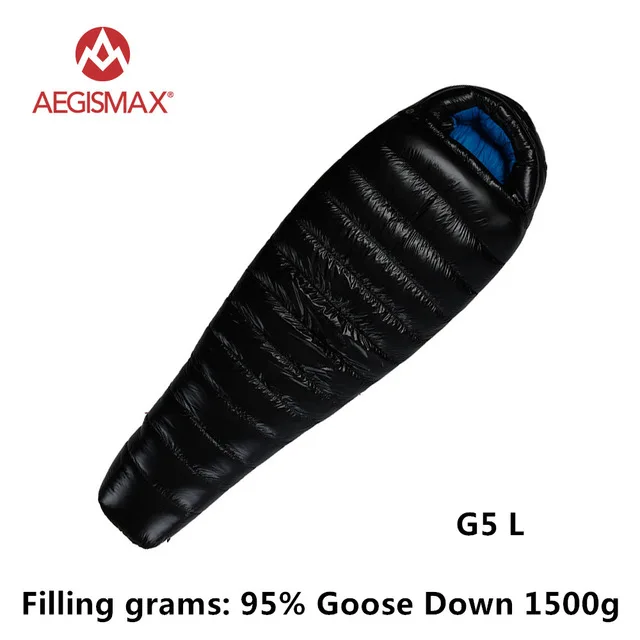 Быстро! AEGISMAX 95% белый гусиный пух, спальный мешок для мам, для кемпинга, для холодной зимы, ультралегкий, дизайн перегородки, для кемпинга, Сращивание FP800 G1-G5 - Цвет: G5 L BLACK