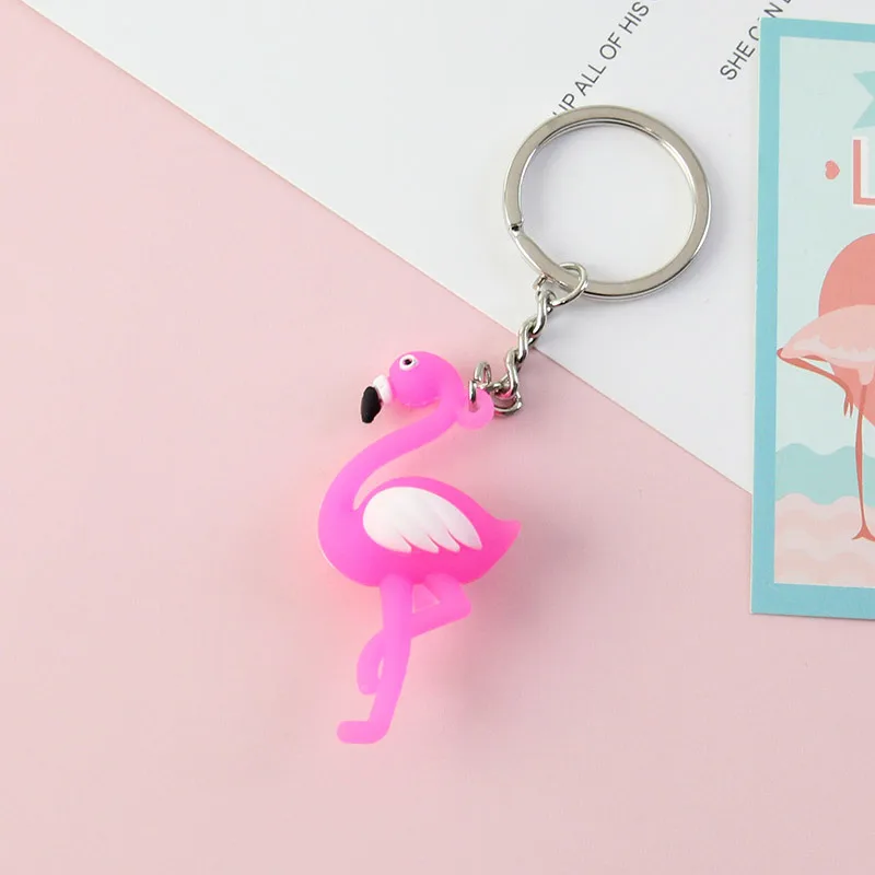 New Cute Flamingo Keychain Women Key Ring Gift Porte Clef Animal Key Chain - Color: 08