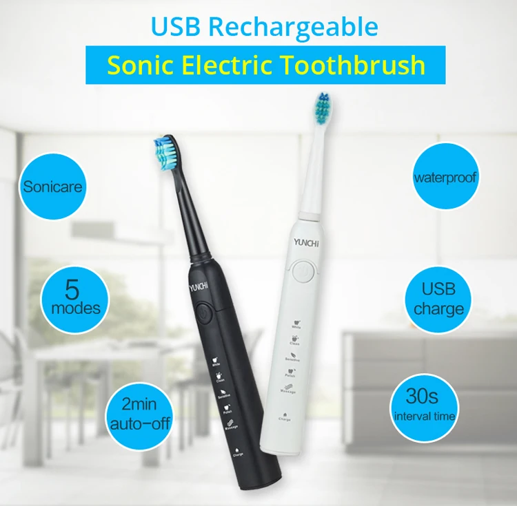 Sonic электрические зубные щётки USB перезаряжаемые зуб расчёски для волос взрослых таймер кисточки 5 Режим с сменные насадки для щёток
