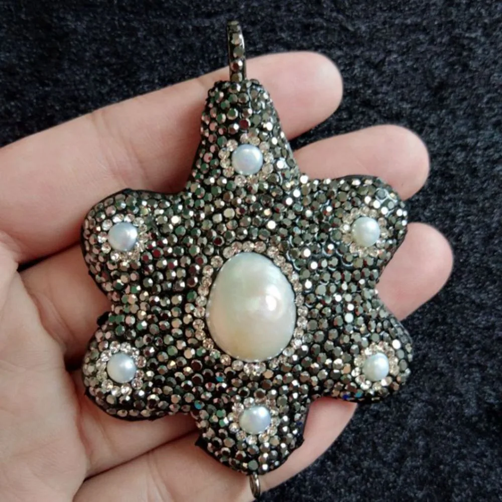 5Pieces Nature Pearl Plant Pendant Jewelry Making High Quality Black