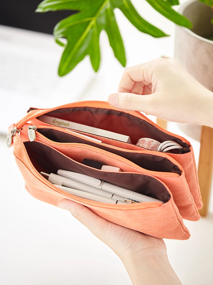 

Be riotous with colour Three-Layer Double Zipper Multifunctional Pen Bag Receiving Bags Cosmetic Bags Student Stationery Gift