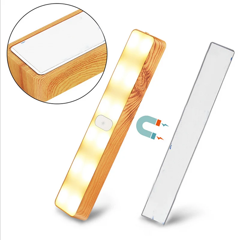 buy LED Colorful Wood Grain Touches Magnetic Night USB Light Magnetic Suction Cabinet Little Lamp LKS99