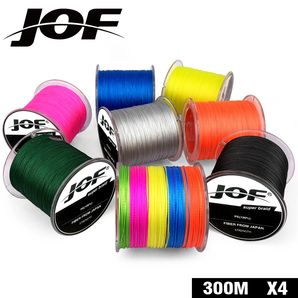 300 M JOF العلامة التجارية اليابان المتعددة الشعيرات 100% صنارة صيد بولي ايثيلين مجدول 10LB إلى 82LB