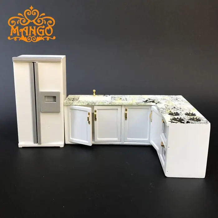 1:12 Кукольный домик миниатюрная кухонная мебель модный подарок белая кухонная плита холодильник