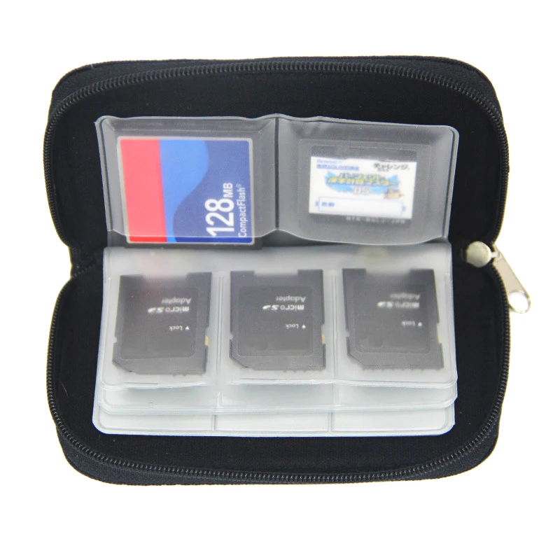 

1pc Cloth Memory Cards Holder SD Cf Memory Card Package Storage Bag Stationary Zipper Folding Card Package Office Supplies