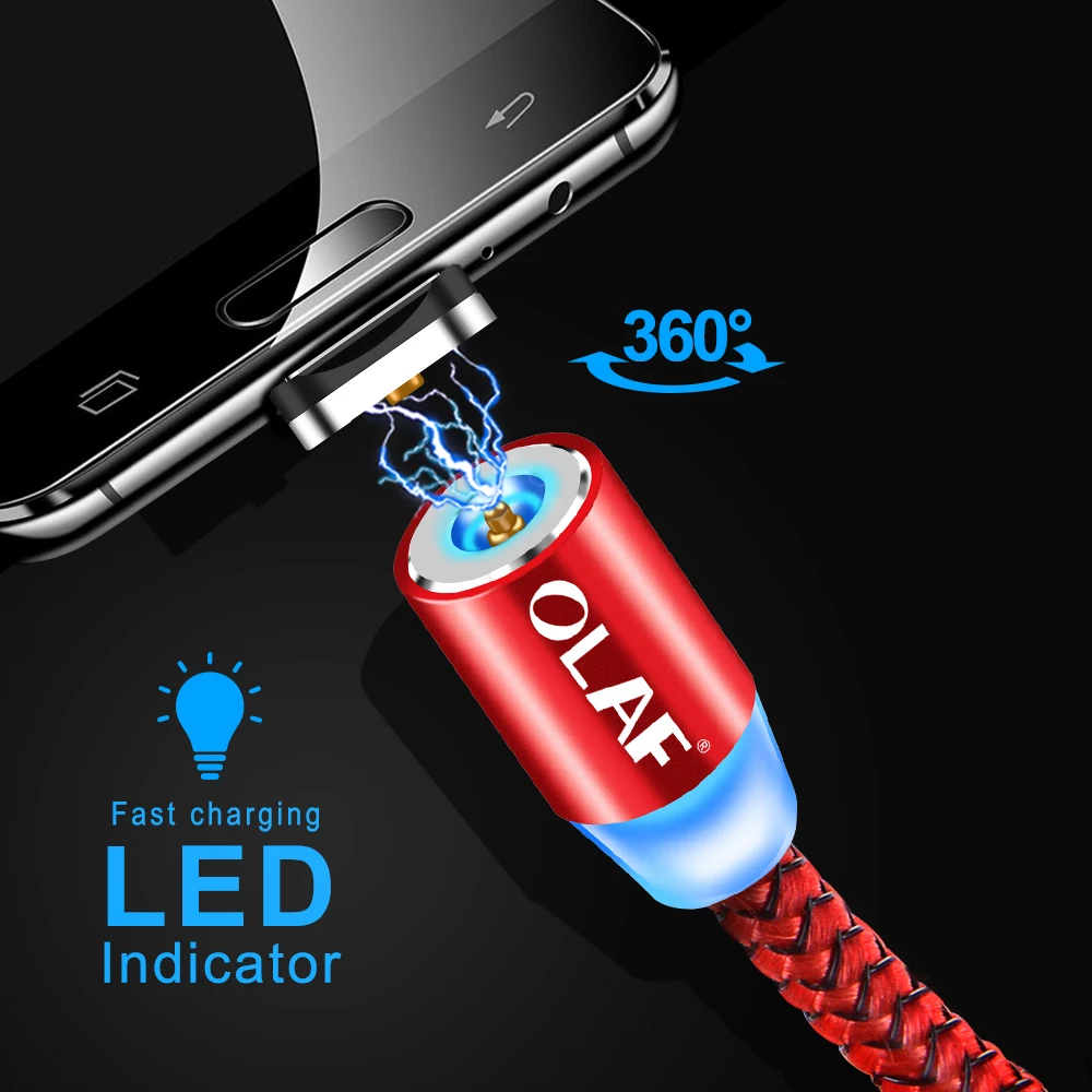 Магнитный USB кабель OLAF Type C для быстрой зарядки Samsung S9 S10 Plus магнитное зарядное