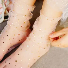 3 пара/лот, прозрачные носки со звездами, шелковые чулки с бутонами, марлевые носки с кучей Луны, носки в японском стиле Лолиты