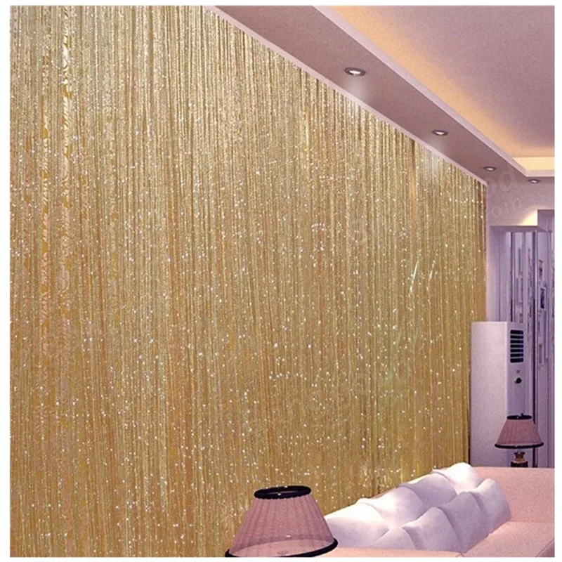 

2Pcs Colorful Luxury Crystal Curtain 2m x 1m Flash Line Shiny Tassel String Door Curtain Window Room Divider Home Decoration