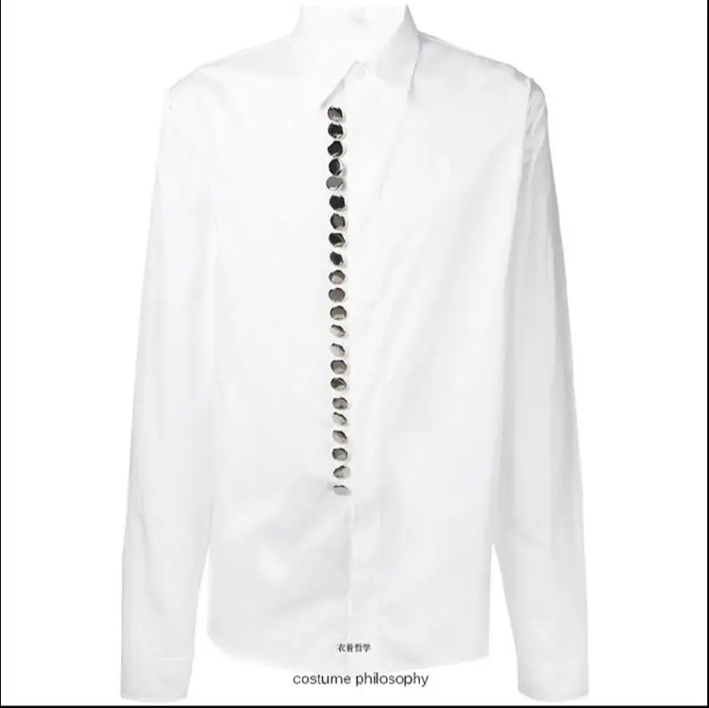 Модные Дизайнерские мужские рубашки-свободные и повседневные. S-6XL - Цвет: Белый