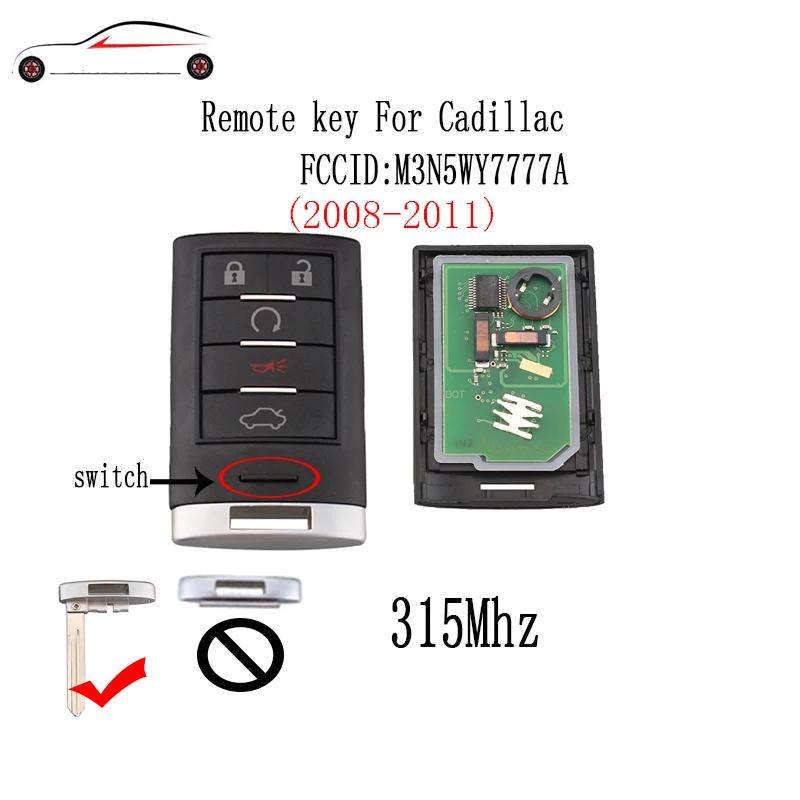 GORBIN 315Mhe Smart Keyless Entry Remote Car Key For Cadillac CTS STS 2008 2009 2010 2011 For Cadillac M3N5WY7777A Original keys GORBIN 315Mhe Smart Keyless Entry Remote Car Key For Cadillac CTS STS 2008 2009 2010 2011 For Cadillac M3N5WY7777A Original keys