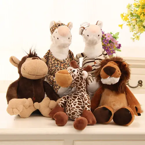 free shipping plush animals jungle tiger leopand lion giraffe toys kids gift birthday Christmas 4