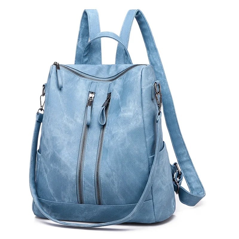 Женский кожаный рюкзак высокого качества рюкзак для девочек Дорожная сумка через плечо женская сумка mochilas mujer XA489H - Цвет: Blue