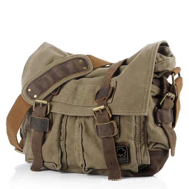 European canvas messenger bag shoulder large capacity Messenger-in ...