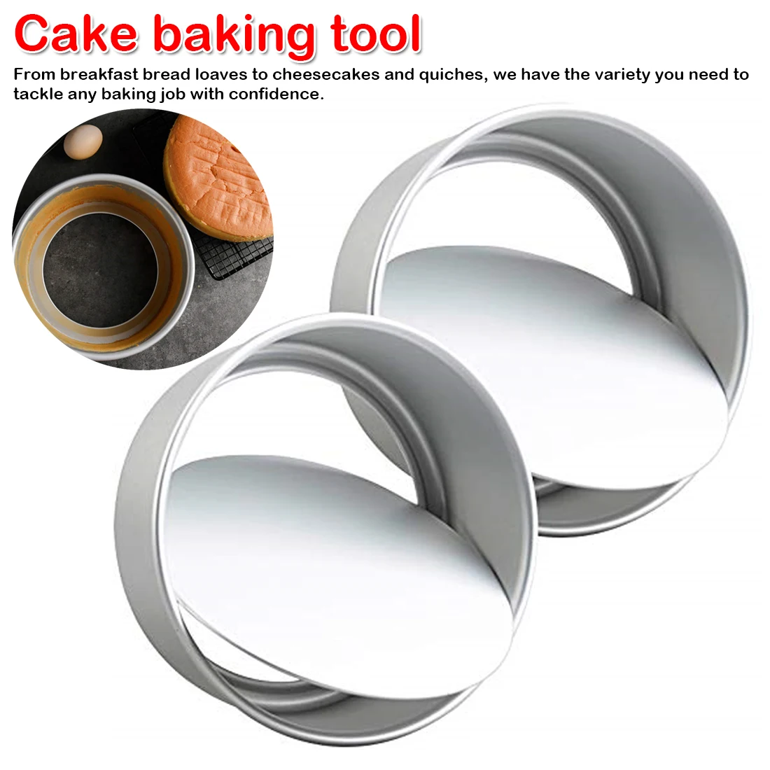 6/8 Inch Aluminum round cake pan Sandwich Cake Baking Tin Pan Mould Box Round Deep Loose Base Bottom