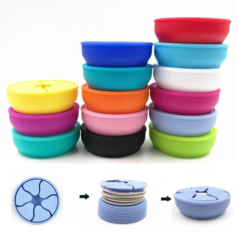 

Foldable Silicone Earphone Wire Organizer Box Data Line Cables Office Storage Box Case Container Headphone Protective Box Case