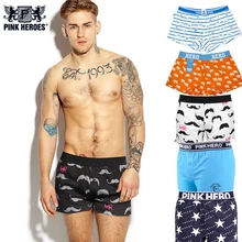 Розовые мужские шорты с героями из хлопка, мягкие свободные повседневные пляжные штаны со стрелками, мужские трусы, верхняя одежда с пуговицами, модные домашние боксеры 05A
