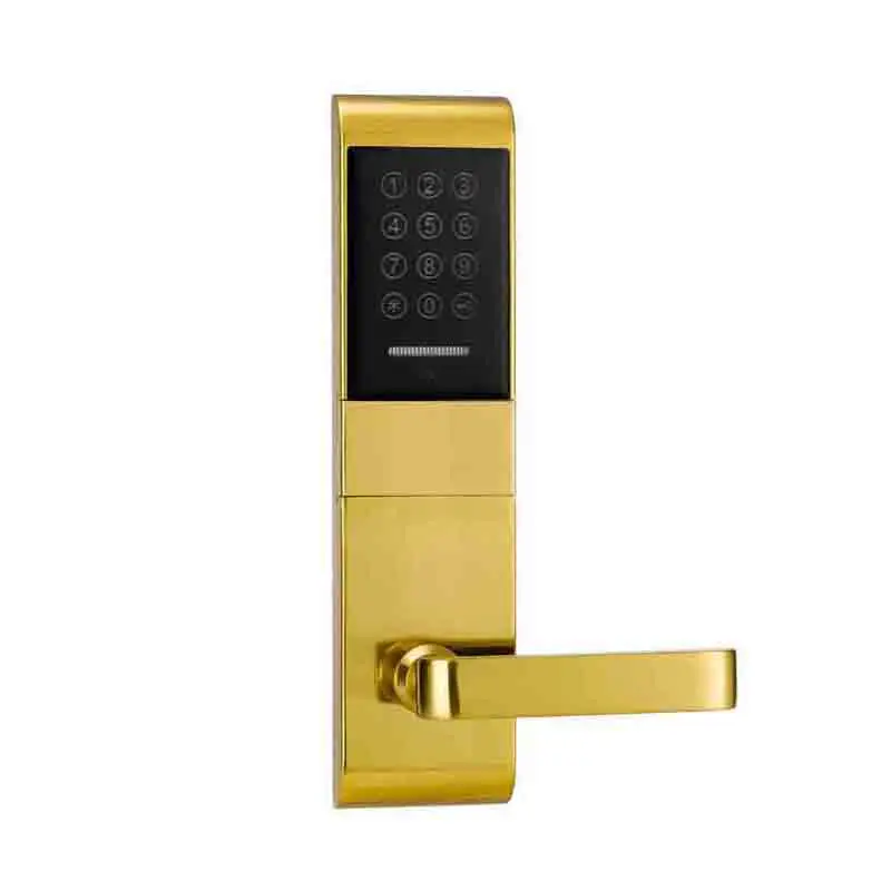 

Smart Touch Screen Door Lock Keypad Code Digital Lock with Card Mechanical Key Brushed Gold Zinc Alloy L&S SL16-078SG-4