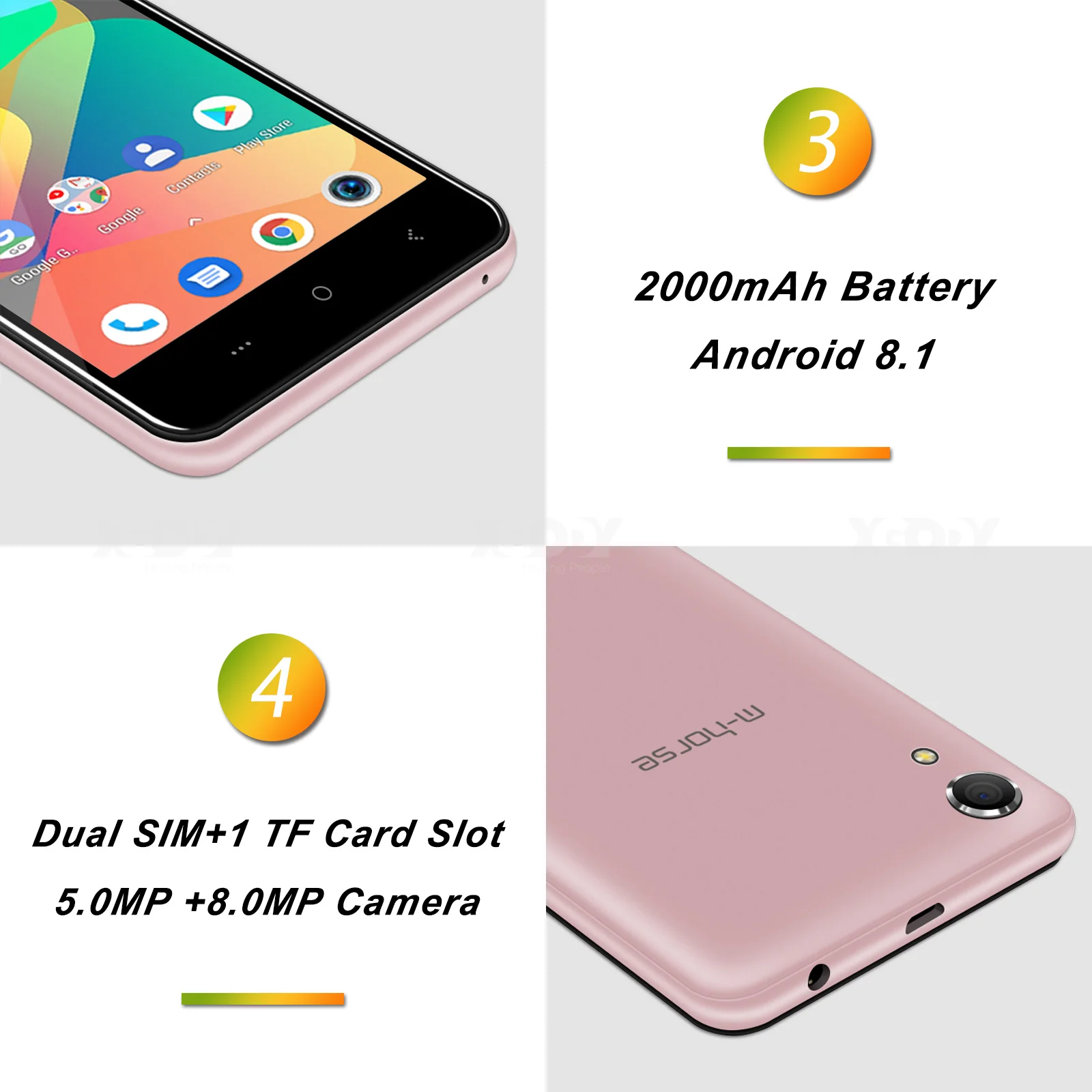 M HORSE мобильный телефон MTK6580 четырехъядерный Android 8 1 ГБ ОЗУ Гб ПЗУ 3g WCDMA 8.0MP двойной